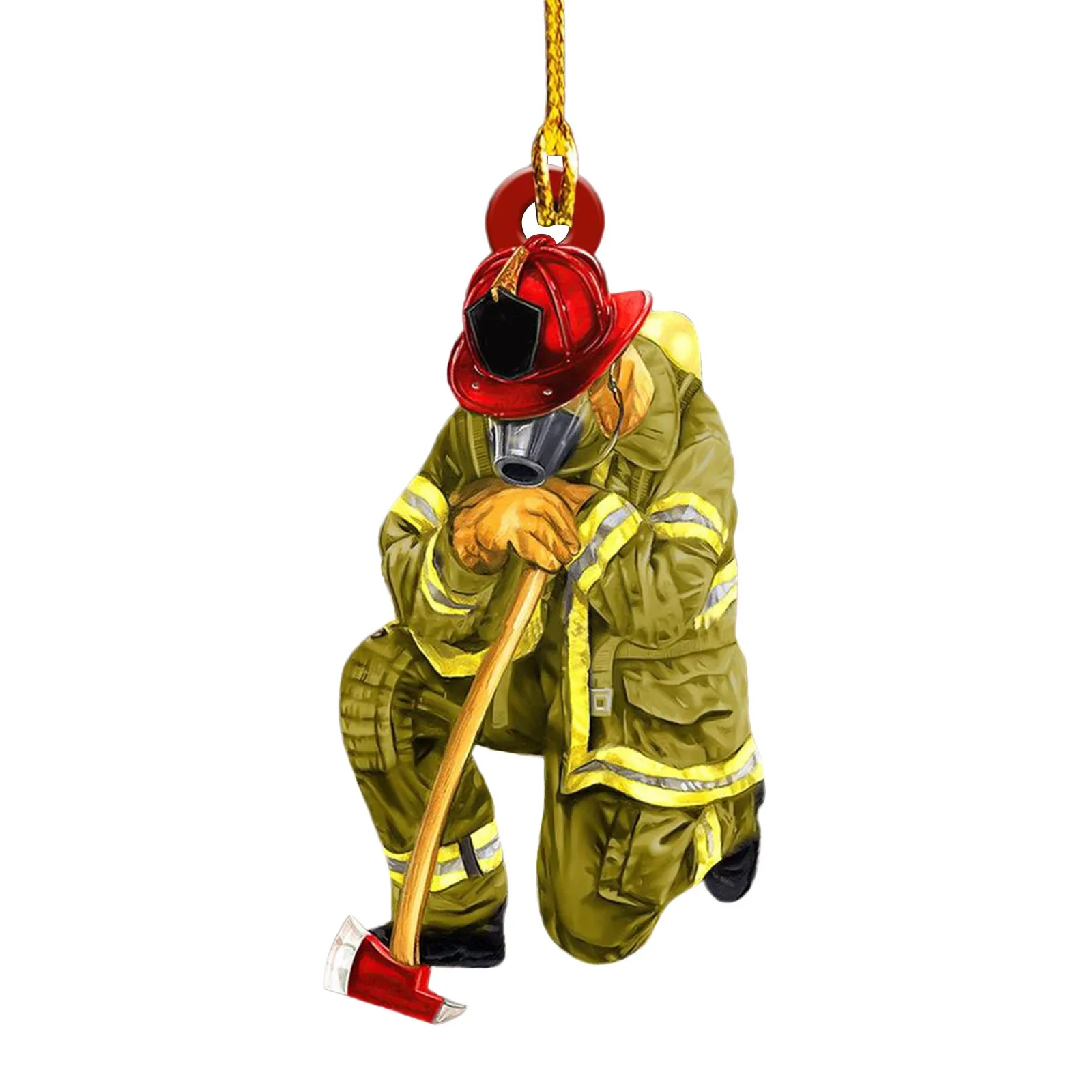 Creative Firefighter Fireman Pendant Ornament Keychain Personalized Christmas Tree Home Decoration Firefighter Decoration 3