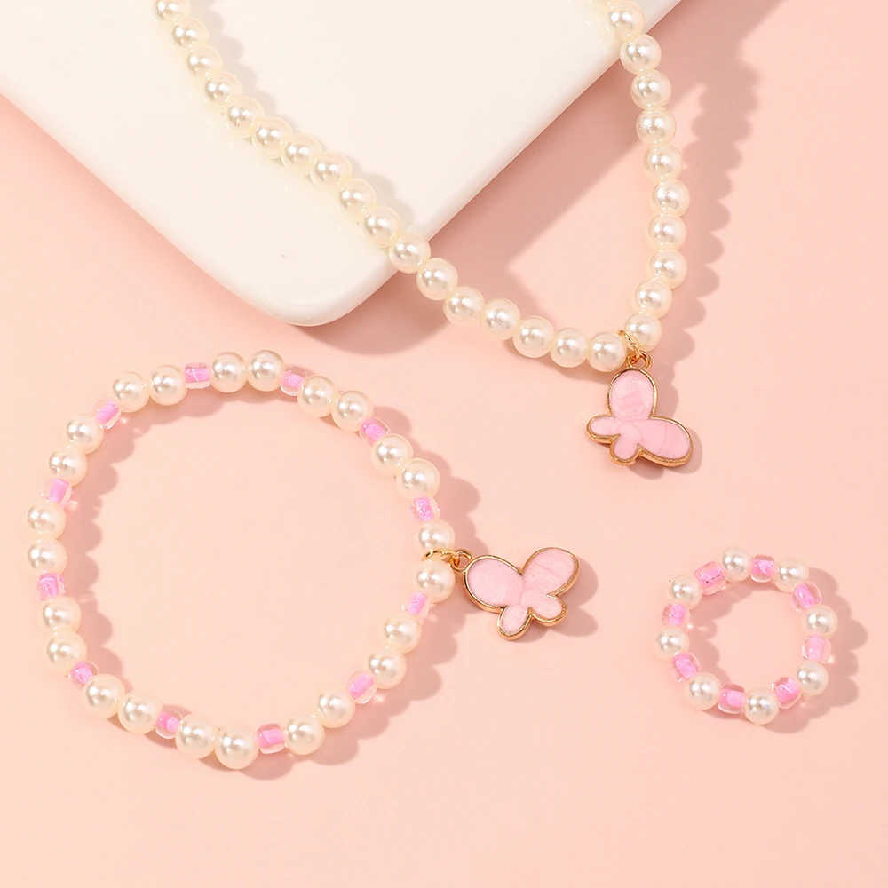 Love Rice Bead Necklace Ring Bracelet Set