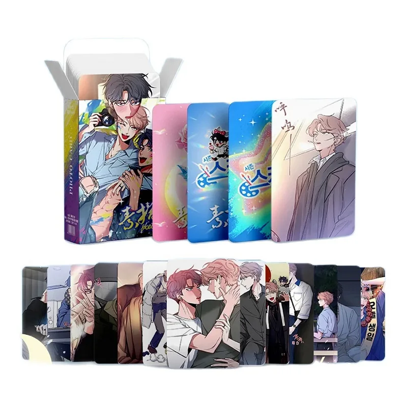 55 Pcs/Set Korean Manwha Laser Lomo Card Lee Joobin Choi Ilkyung Cartoon Characters HD Photo Card Cosplay Gift kpop photo cards comics photo cards manga photo cards photo cards