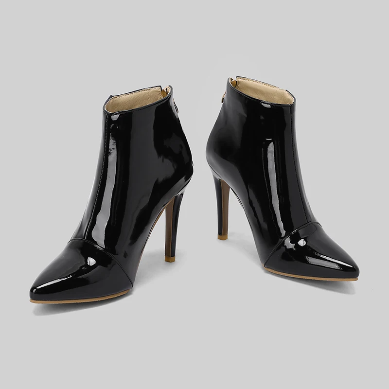 Kcenid Women's Shoes Spring 2024 Ankle Boots For Women High Heels Pointed Toe Patent Leather Modern Boots Ladies Party Shoes
