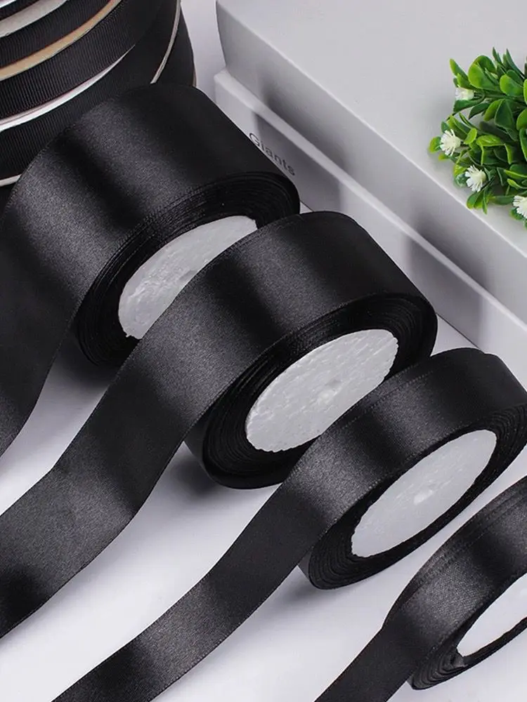 Satin Ribbon Single Face 6-10-12-15-20-25-40-50mm Gift Packaging Tape Christmas Halloween Birthday Party Decoration