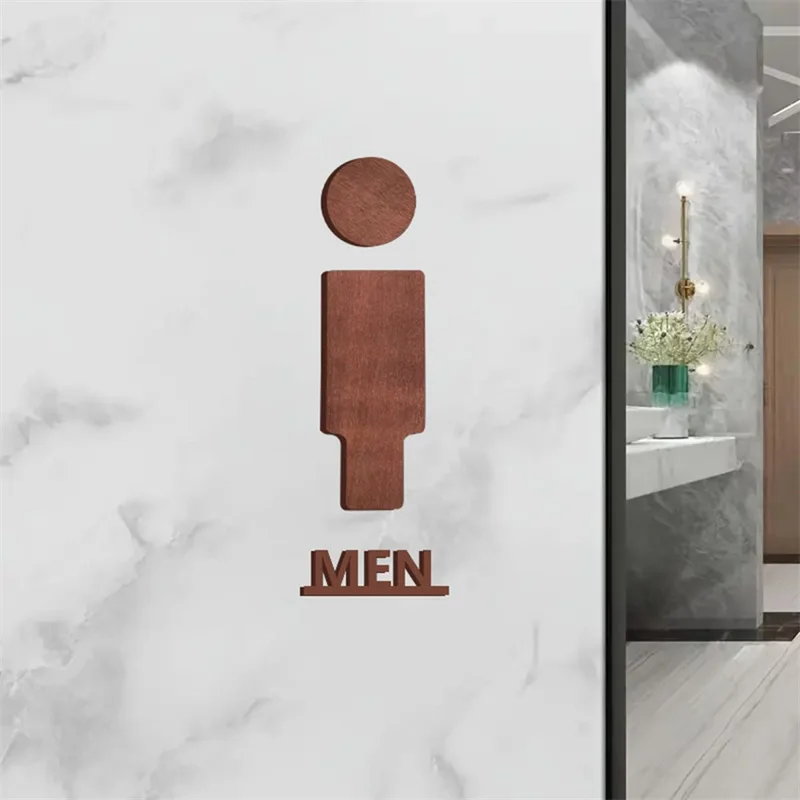 Description Picture 3 of itemBathroom Decoration Premium Bathroom Sign Solid Wood Men's And Women's Toilet Sign Wall Sticker Home Bathroom Decor