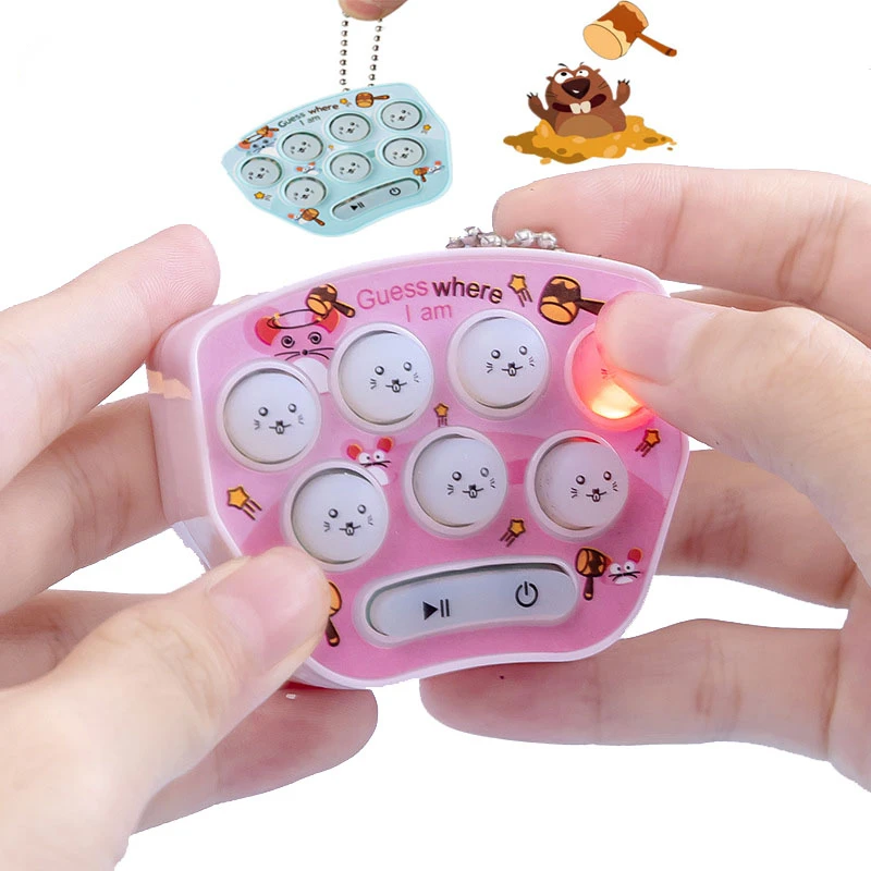 

Cute Pocket Mini Whack-a-mole Game Console Adult Children Parent-child Interactive Leisure Puzzle Cute Cartoon Toy with Keychain