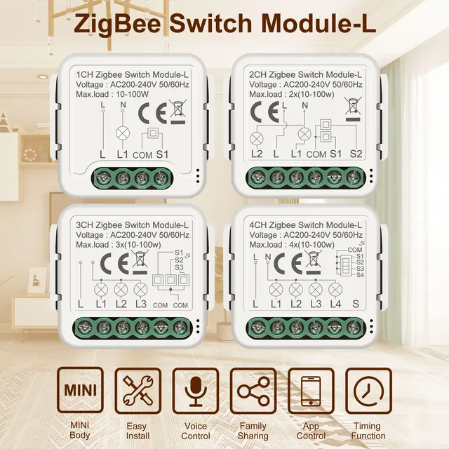 134148-b010db.jpg GIRIER Tuya ZigBee 3.0 Smart Switch Module No Neutral Wire Required Smart Home DIY Light Breaker Works with Alexa Google Home