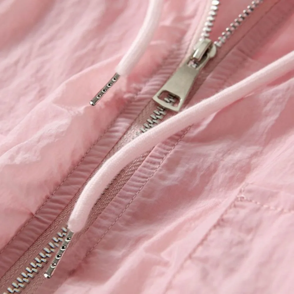 Einfarbige dünne Sonnenschutzkleidung, Anti-UV-Sonnenschutz, Freizeit, mit Kapuze, wasserdicht, lockere Windjacke für den Sommer – Detail 3
