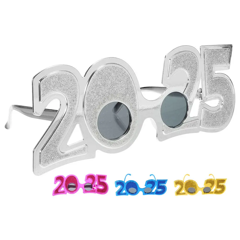4개 재미있는 안경 2025 새해 파티 안경 사진 소품 플라스틱 장식 선글라스 파티 용품 2025 안경