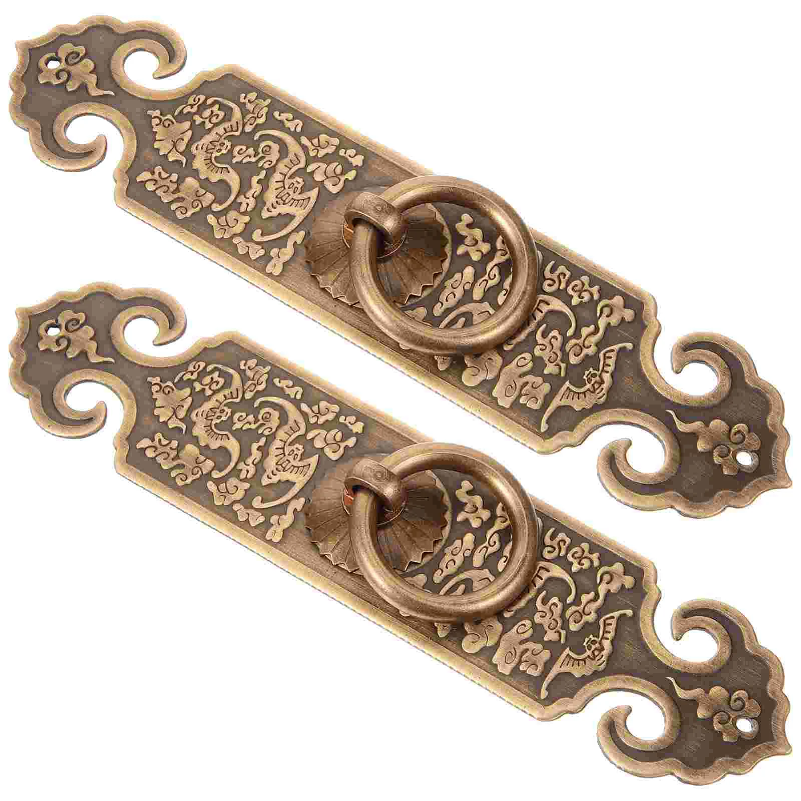 

2 Pcs Retro Door Handle Cabinet Pulls Bathroom Decorations Dresser Rings