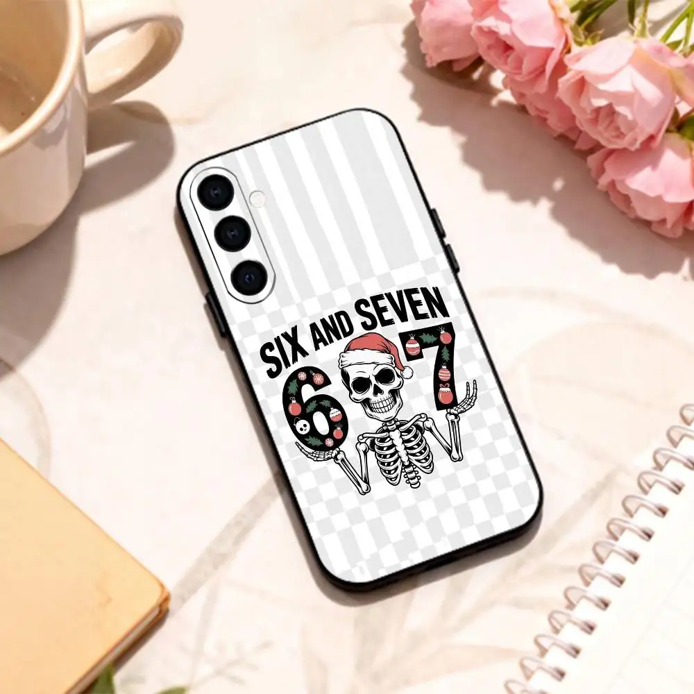 67 S-Six Seven Viral Slang 전화 케이스 삼성 갤럭시 A73,A72,A71,A70,A53,A52,A51,기타 소프트 블랙 쉘