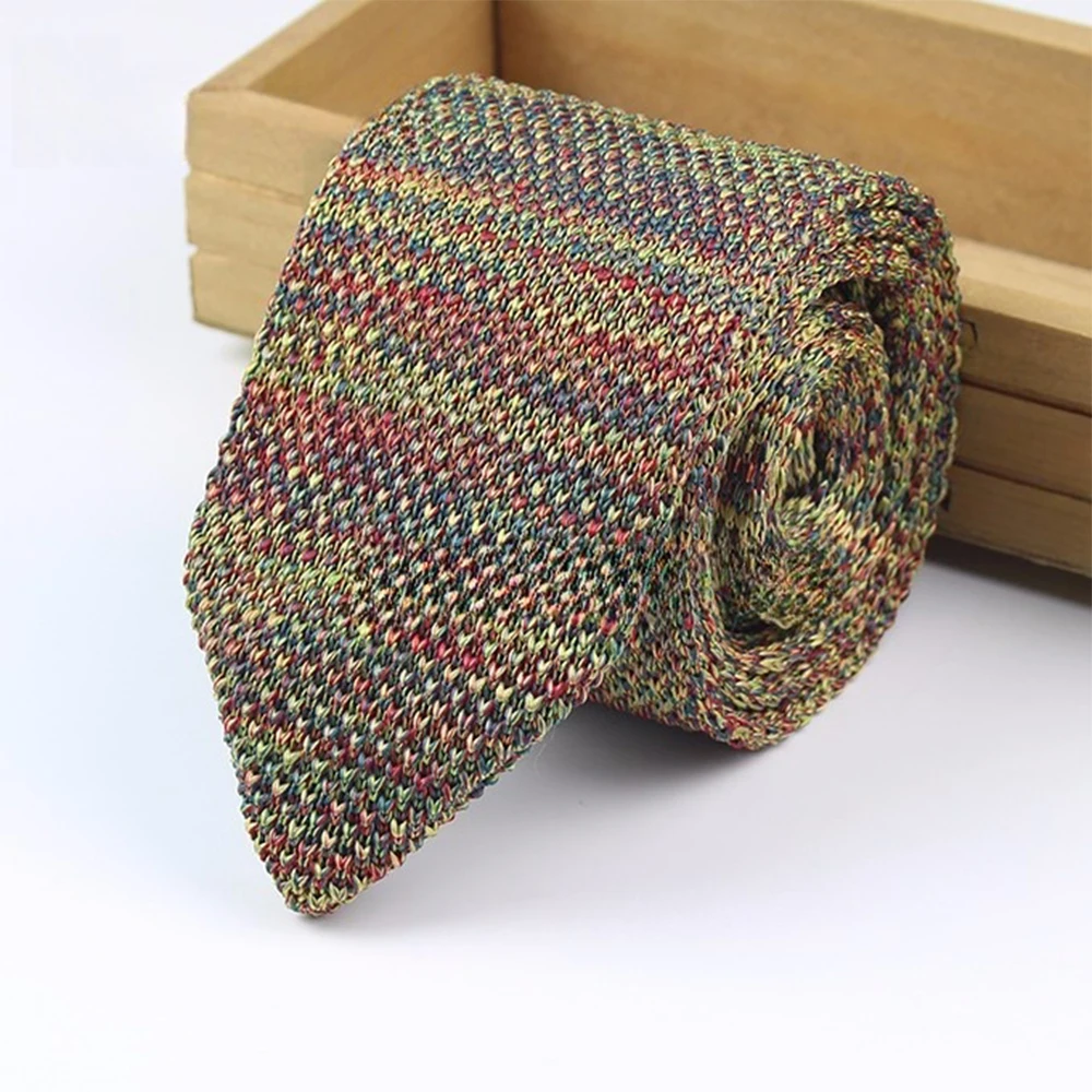 Gradient Knitted Tie - Mens Solid Color Slim Necktie