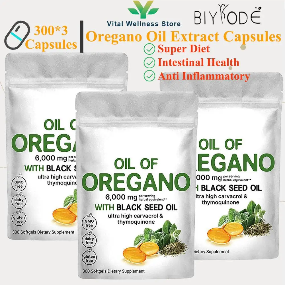 Oregano Oil Extract Capsules 3Bags Support Digestion Health Herbal Supplements Intestinal Health Anti Inflammatory Diet