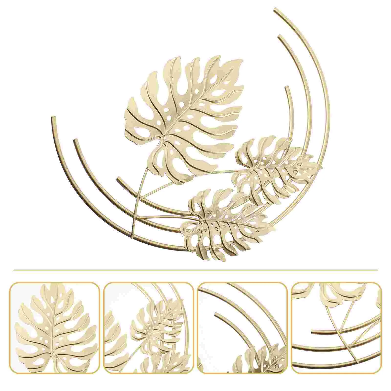 

Leaf Wall Hanging Decoration Delicate Gold Sculpture Decorative Bedroom Iron Adornment Home