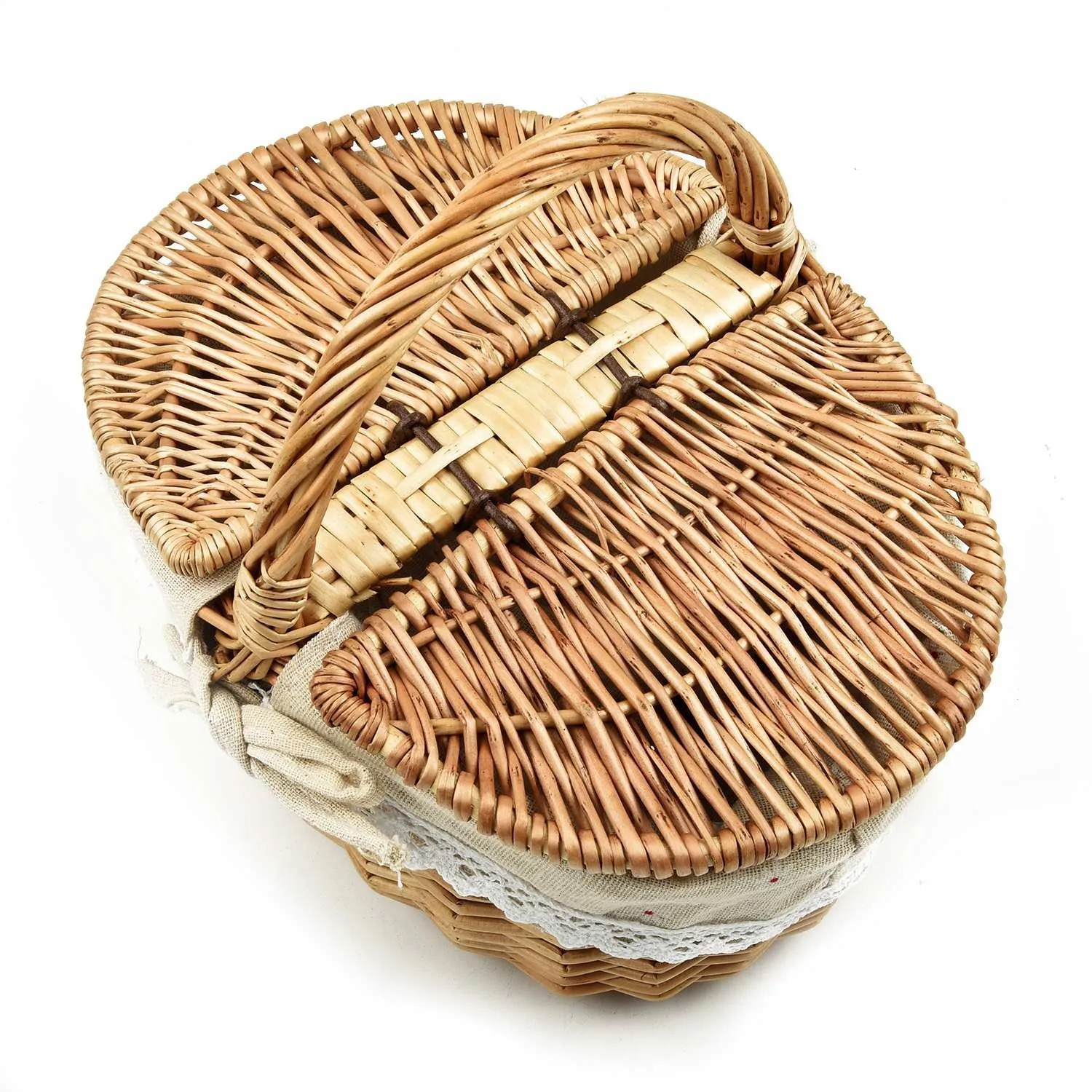

Country Style Wicker Basket With Handle Making Camping Picnic Basket Tote Basket Shopping Storage Basket Fruit Storage Holder
