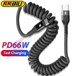 High - Power Fast Charging Spring USB - C to USB - C Cable, 66W, 5A, 1M/2M Length - 1m (Black)