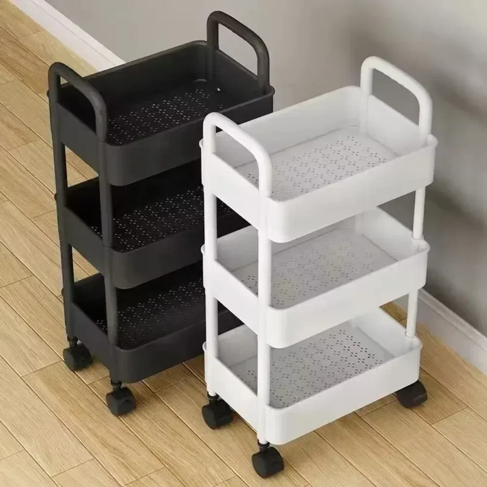 Mobile Storage Rack Home Accessories Multi Storey Household Carts Plastic Bookshelf Vegetable Basket Gap Storage Racks