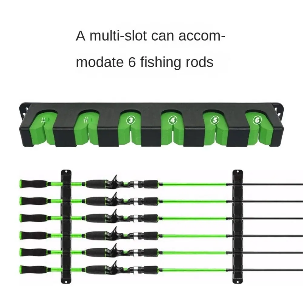 6 Hole Fishing Rod Holders Wall Mount Adjustable Height Fishing Rod Display Stand Save Space Universal Fishing Pole Storage Rack