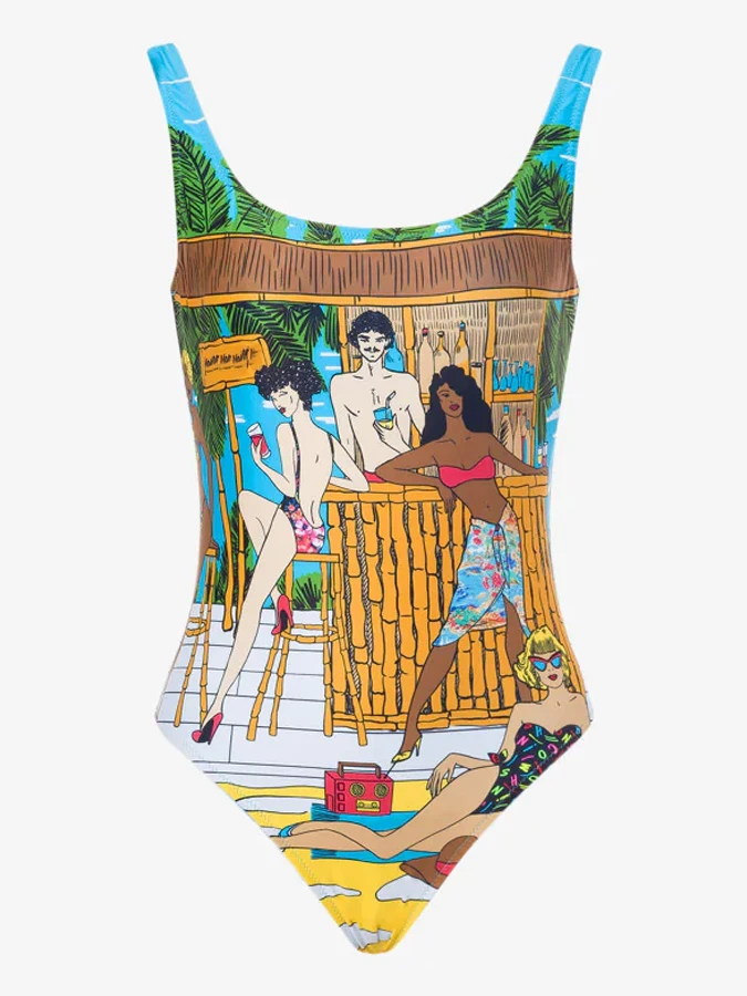 Women's Swimwear U-shaped Collar Floral Print Fashion Summer One Piece Cutout Swimsuit Backless Bathing Sexy / New 2023