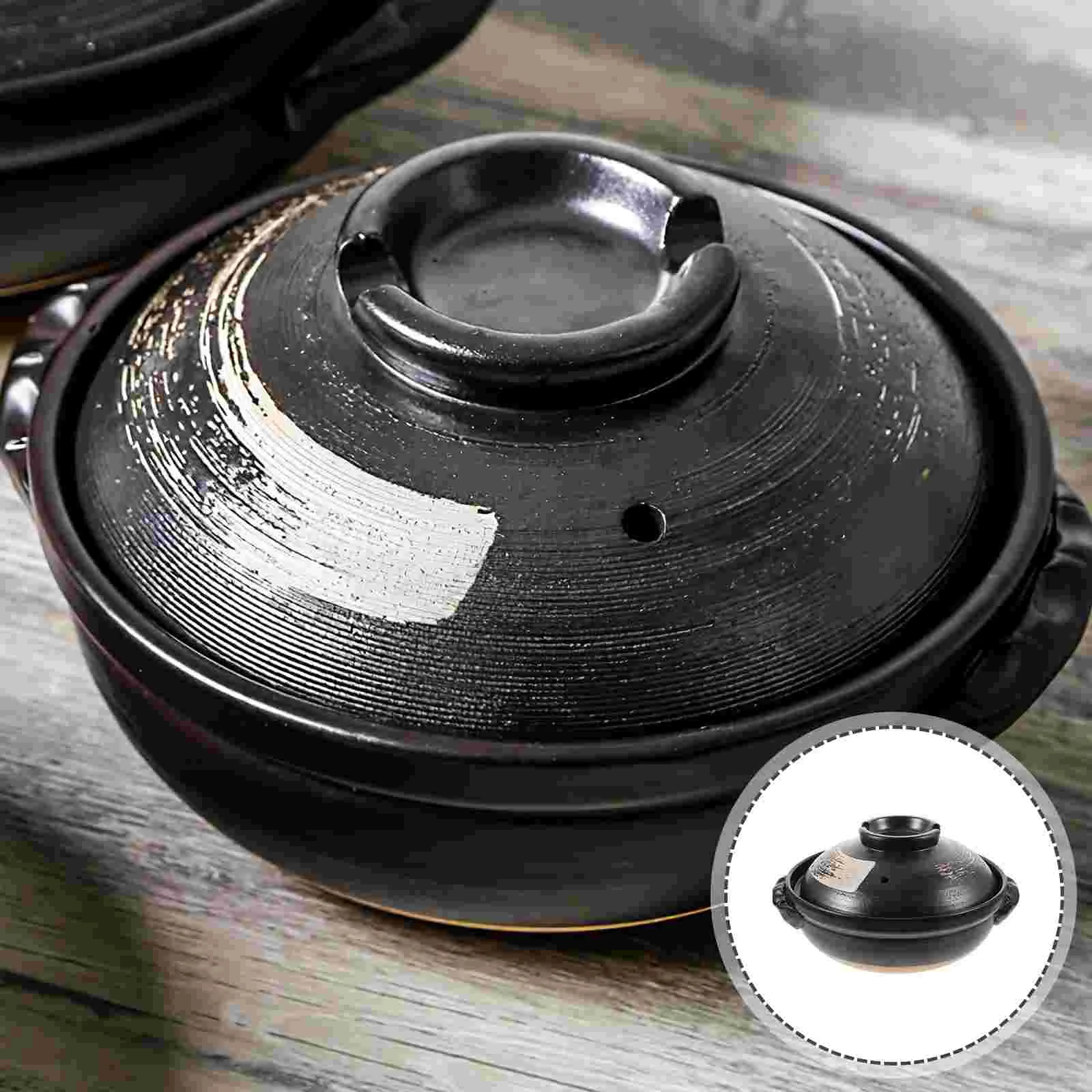 

Керамическая глиняная кастрюля с крышкой, 1 шт., 900 мл/глиняная кастрюля/кастрюля с ушками/керамическая посуда с 2 ручками для приготовления пищи