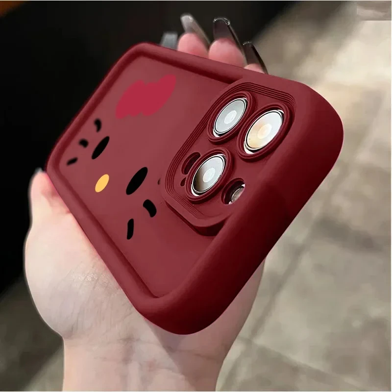thumbnail image 1 of Sanrio Ins Hello Kitty Phone Case For iPhone 14 13 11 12 15 Pro Max XR XS Max 7 8 Plus SE2 Y2k Girl Gift Silicone Antifall Cover, 1 of 5