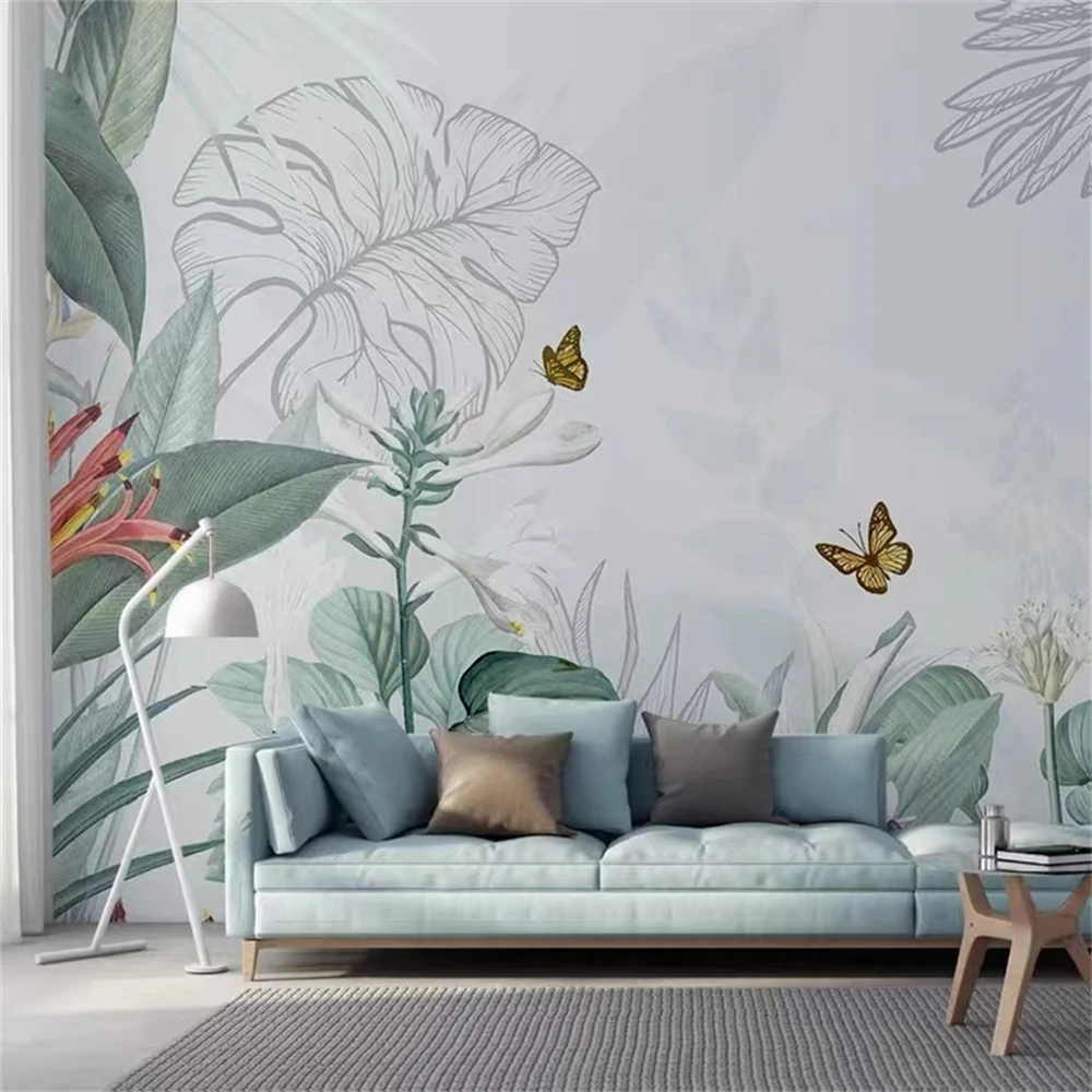 

Custom Nordic modern medieval rainforest wallpaper green plant wallpapers for living room background wall covering wall stickers