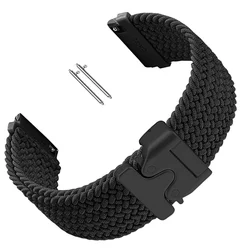 Magnetic Nylon Braided Watch Strap - Adjustable 20mm/22mm Band - 22mm watch strap (Black)