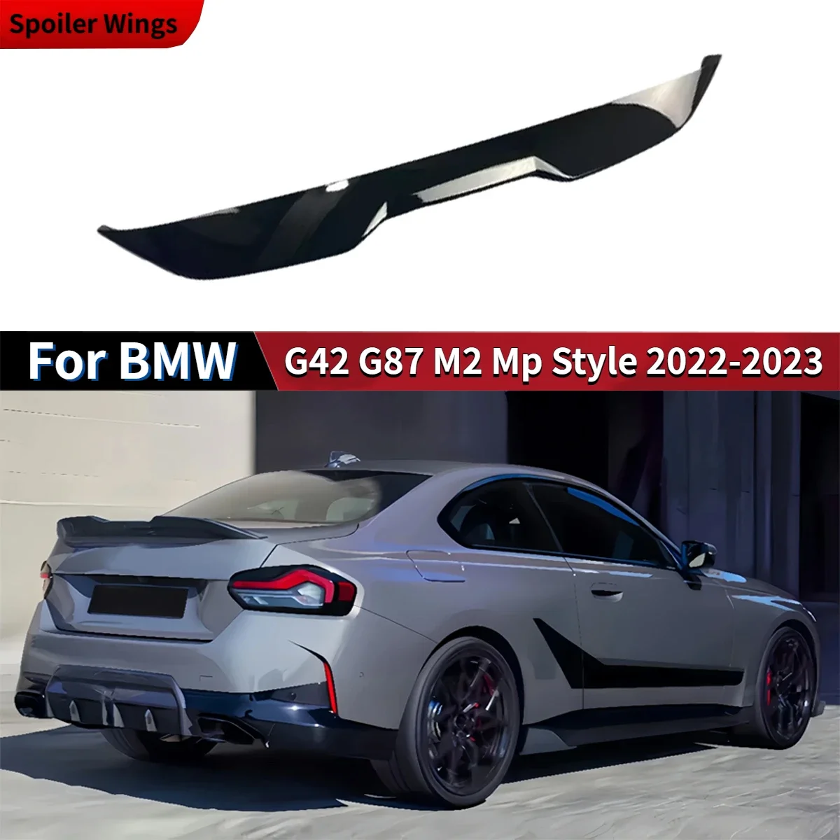 For BMW G42 G87 M2 220i 230i M235i M240i Car Rear Trunk Spoiler Wings Coupe Exterior Body Kits Glossy Black