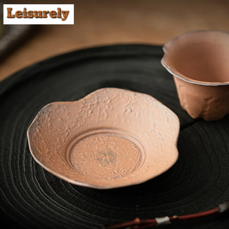2pc/lot Old Rock Mud Coarse Pottery Coasters Non-slip Coasters For Coffee Cups Saucer Anti-scald Placemats Teacup Base Tableware