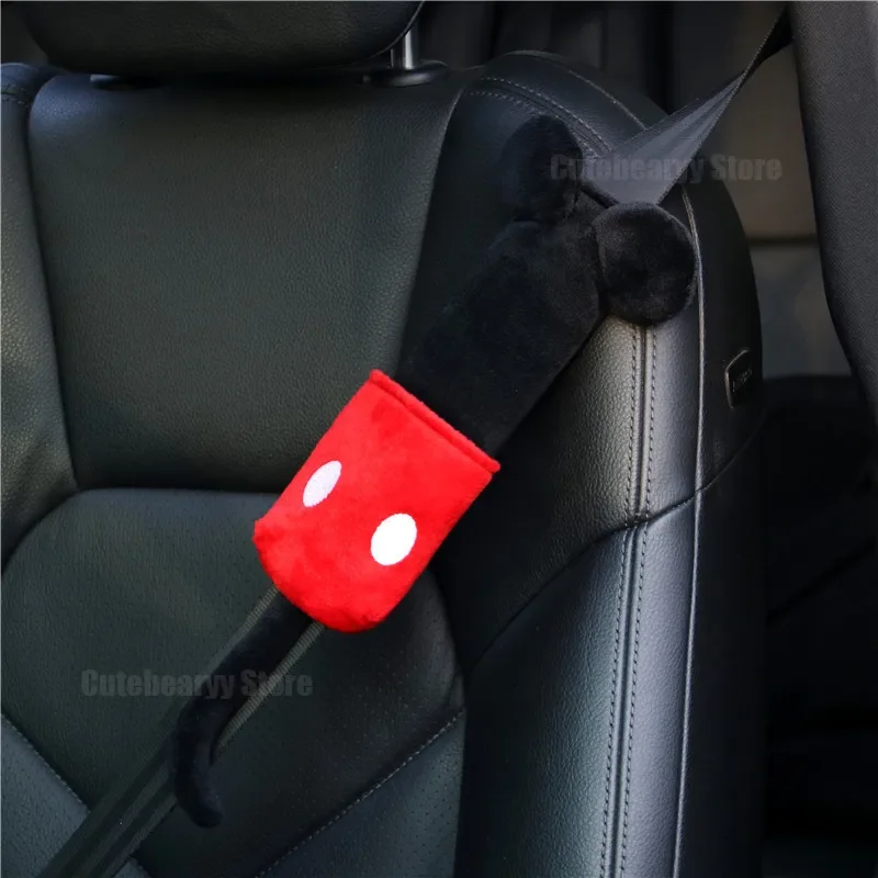 Seat Belt Pads Disney Mickey Seat Belt Shoulder Pads Cute Cartoon Soft Comfortable Universal Auto Seat Belt Protection Accessories Decoration