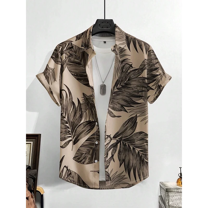 Leaf Tropical Men's Resort Hawaiian 3D Print Shirts Outdoor Vacation Beach Summer Turndown Short Sleeve Casual  Hawaii Shirts 5