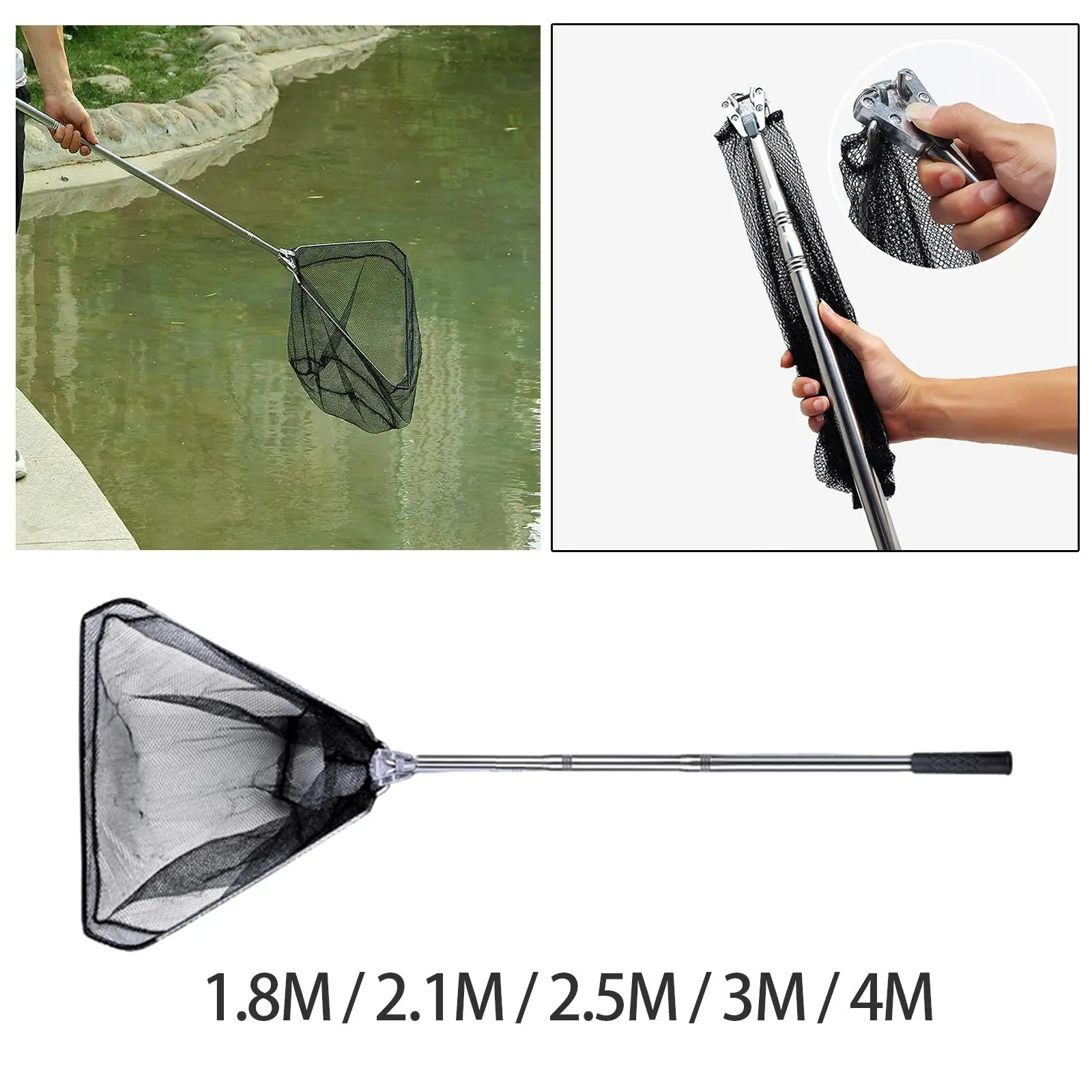 Portable Folding Fishing Landing Net Accessories Practical Stainless Steel Rod
