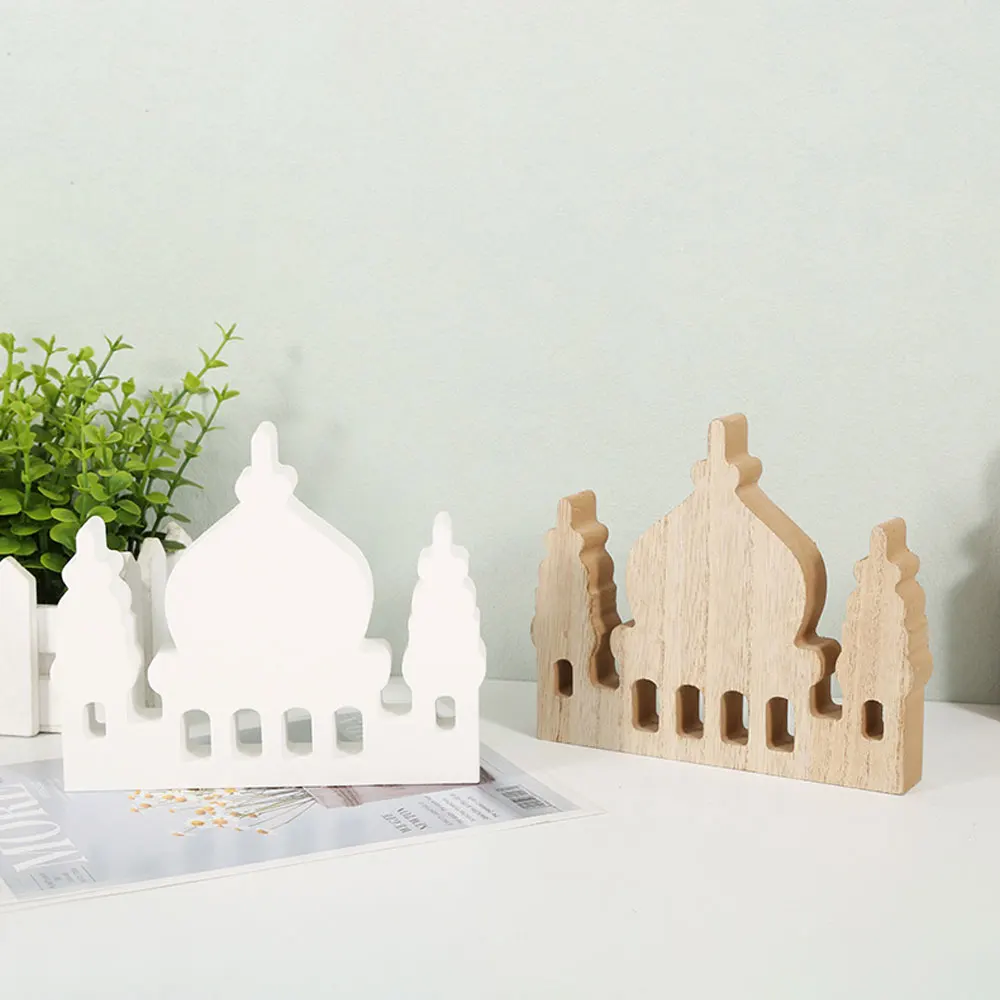 2024 EID Mubarak Wooden Ornaments House Ramadan Decoration For Islam Muslim Event Party Home Table Decoration Kareem Gifts