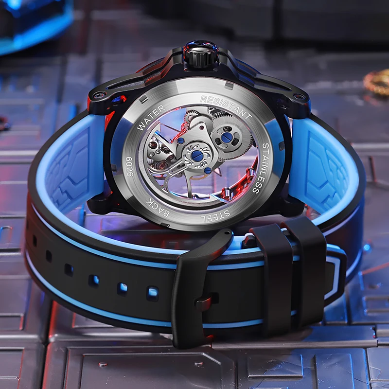 Skeleton Men's es Luxury Tourbillon Automatic Mechanincal Male Wrist Waterproof Rubber Strap Luminous_voghion.com