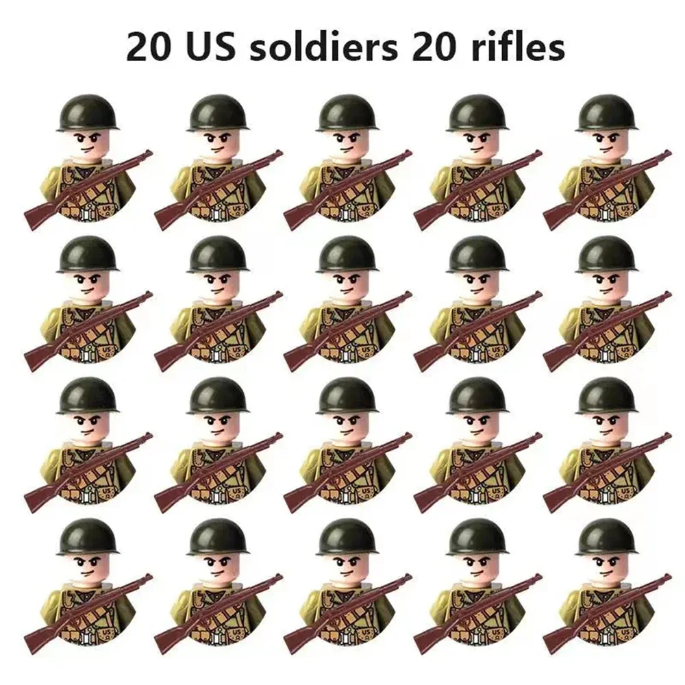 20 Bloques de Construcción de Soldados Soviéticos de la Segunda Guerra Mundial, Ladrillos del Ejército, Juguetes Pequeño