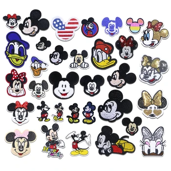 Disney Mickey Minnie Mouse Chenille Icon Towel Embroidery Applique Patches  For Clothing DIY Sew up Patch