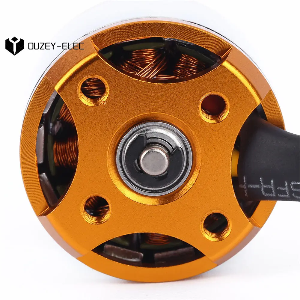 Moteur brushless A2212 1000KV pour drone, vue latérale avec stator en cuivre et pales de refroidissement.