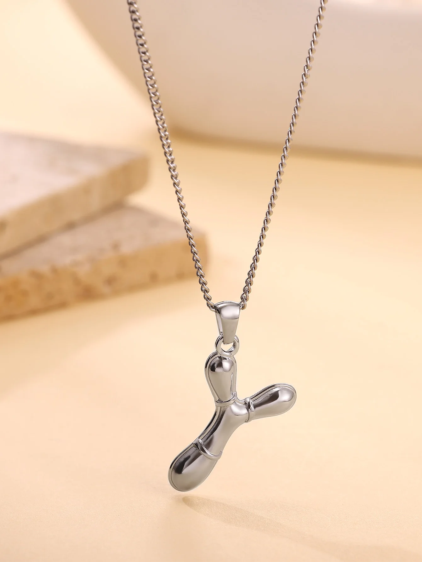 Stainless Steel Y-shaped Necklaces For Women 18K Gold Plated