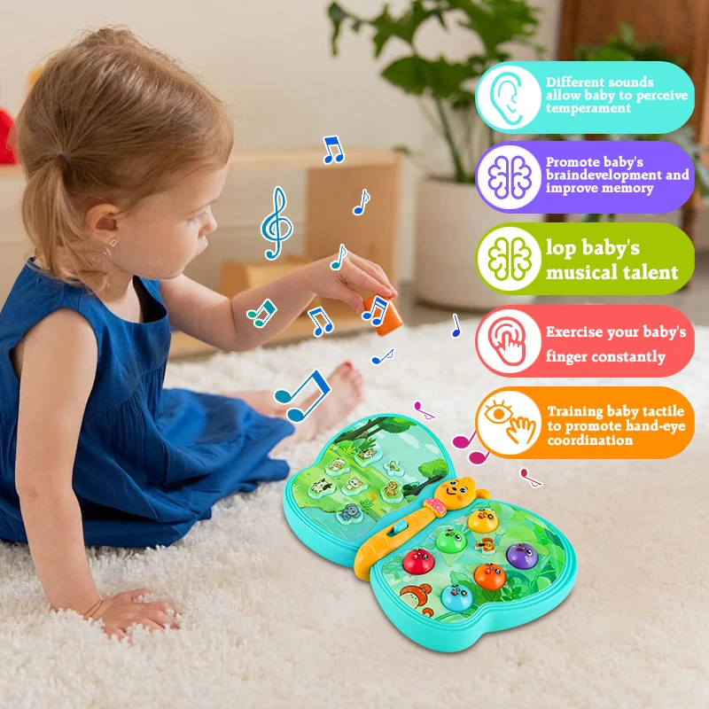 KENLUMO Interactive Musical Butterfly Toy for Toddlers,Animal Sounds&Game&Flash Light&Early Educational,1 Year Old Boy&Girl 12+M 4