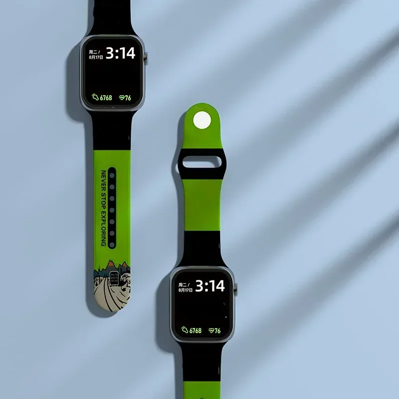 애플 워치 밴드용 실리콘 스트랩, 럭셔리 브랜드 디자인, 49mm, 45mm, 44mm, 42mm, 41mm, 40mm, 38mm, iwatch 시리즈 3, 4, 6, 7, 8 SE 울트라