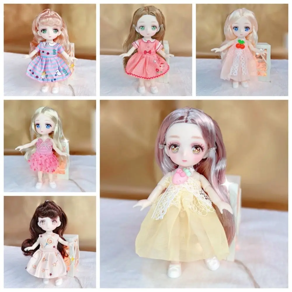 Movable Joint 16cm Anime Eyes Ball Jointed Body 1/8 Kawaii Bjd Mini Colorful Cute Bjd Anime Accessories