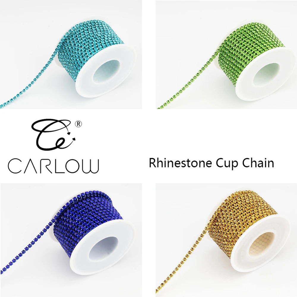 Carlow 10Yard/Rolle Primär farbe Glas Kristall Strass Kette Kette auf enge Tasse Strass Ketten Rolle für Tasche Dekoration nähen