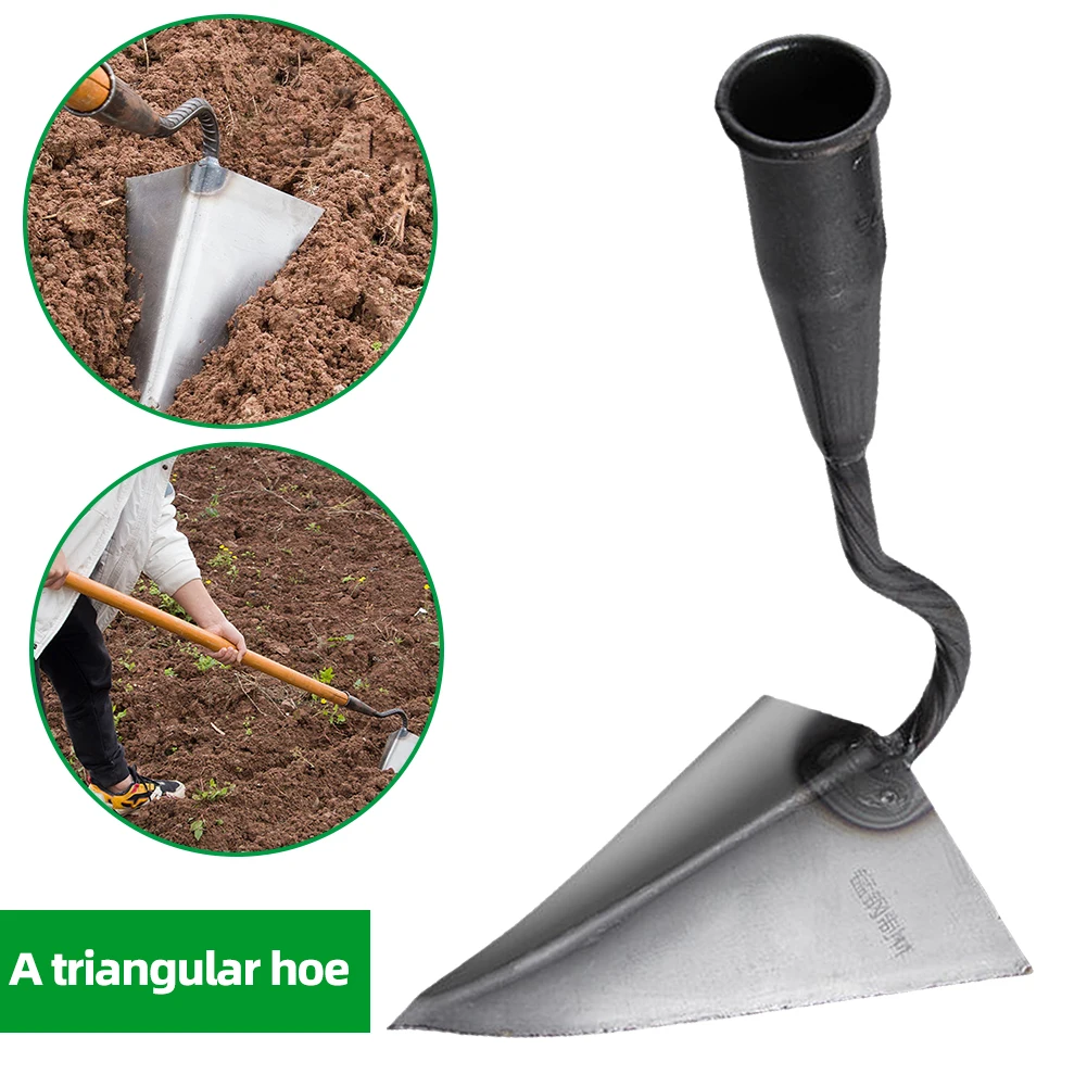 Farm Tools Hoes Triangle Small Tip Hoe Plowing Hoe Agricultural Land Turning Loose Soil Hoe for Household Vegetable Planting 3