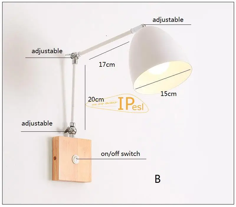 Modern nordic wood wall lamp  with switch  bedhead  bedside wall lights adjustable bedroom room home  decoration  E27 110v 220v bedside wall lamps Wall Lamps