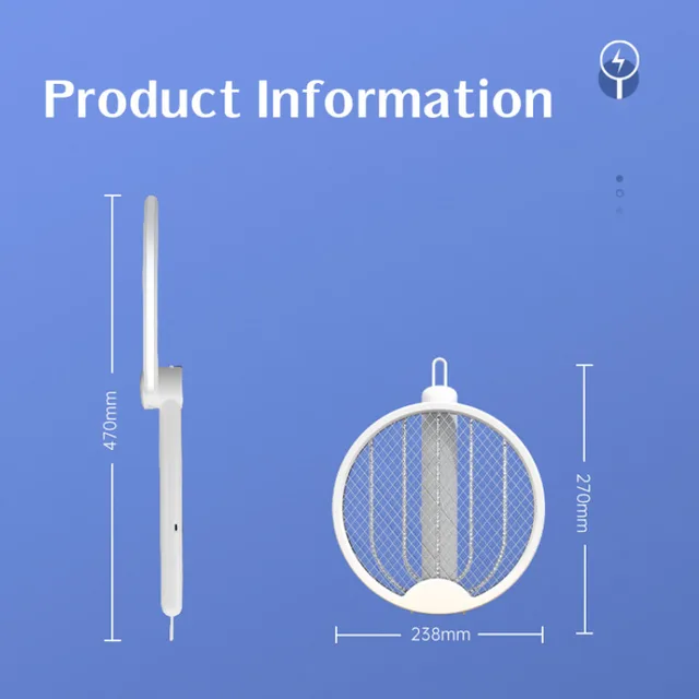 Elektromos Szúnyog Swatter 90 Fokos Forgatható Szúnyoggyilkos Lámpa Ütő Uv Light Usb Töltés Bug Zapper Csapdák Legyek - Image 6