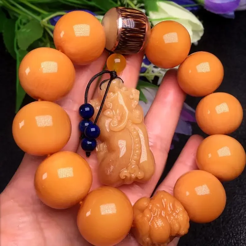 

Natural Indonesian Mountain Tortoise Shell Bracelet for Men and Women Explosions Health Preservation 2.0 Big Buddha Beads Pixiu