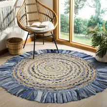 Tapis de salon moderne réversible, 100% naturel, en Denim, fait à la main, pour salon, chambre à coucher