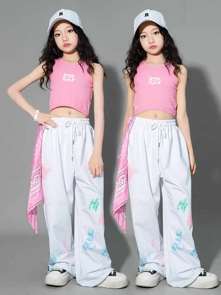 

Summer Girls Clothes Jazz Dance Crop Tops Pants Cheerleading Performance Suit Kids Hip Hop Dance Costume Kpop Stage Wear BL11051