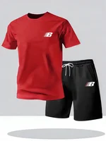 Ensemble de sport pour homme, style sportif, respirant, t-shirt à manches courtes + short, léger et confortable, ensemble décontracté 2 pièces 5