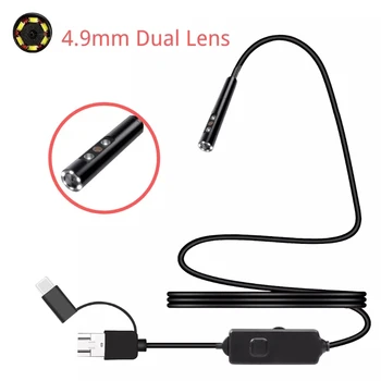 3.9/4.9mm Endoscope three Cameras for Android Smartphone Tablet Cars Dual Lens Endoscopic Mini Camera Type C USB Video Borescope 1