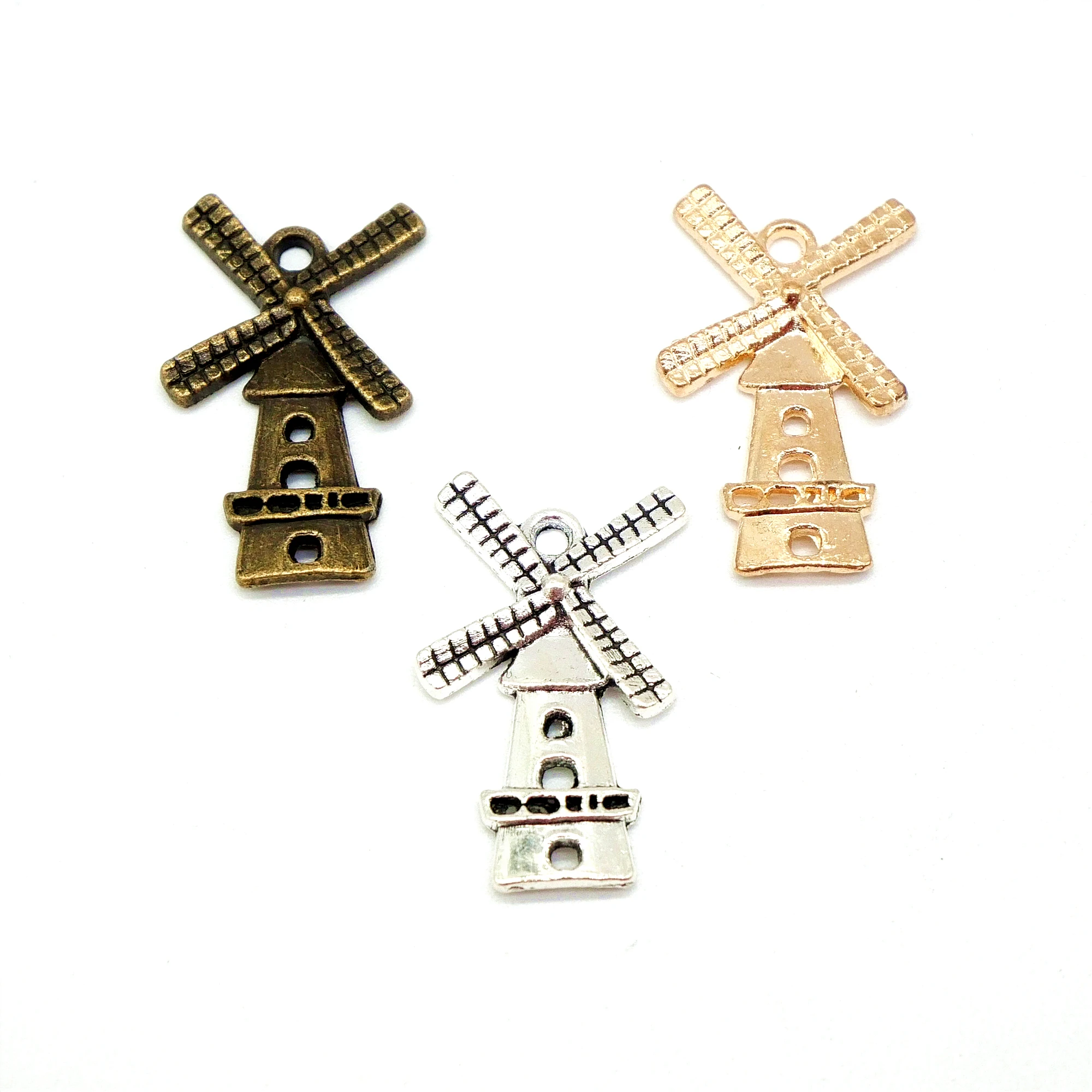 

20pcs Charms Windmill Winnower Tibetan Silver Color 26x16x3mm Pendants Antique Jewelry Making DIY Handmade Craft