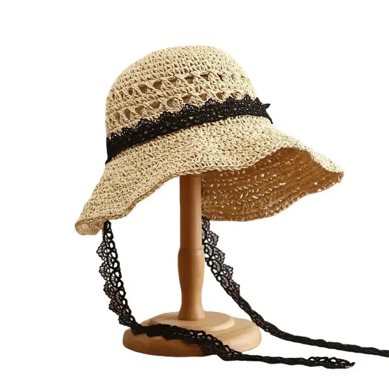 Summer Straw Hat Big Wide Brim Foldable Beach Sun Hat Straw Floppy Sun Block UV Protection Women Outdoor Travel