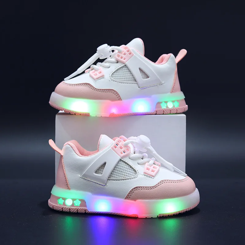 Hot Sales Fashion Four Seasons Baby shoes Casual LED Lighted Lovely Infant Tennis Classic Sports Lace Up Girls Boys Toddlers 4
